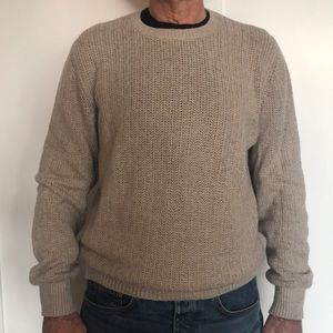 Loro Piana men’s baby cashmere silk l-slv crewneck sweater. Desert Sand, Sze 54